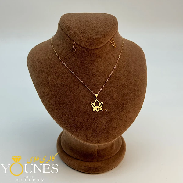 آویز لوتوس طلا مینیمال لیزری